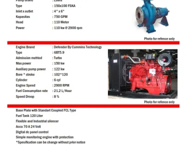 Diesel Pump Diesel Fire Pump Set<br>DEF. 6BT5.9<br>Cap 750 GPM <br>Head 110 Meter<br>Standart control engine box 4 750gpm110mtr_std_panel_001