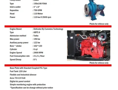 Diesel Engine Defender Diesel Fire Pump Set<br>DEF. 6BT5.9<br>Cap 750 GPM <br>Head 110 Meter<br>Standart control engine box 4 750gpm110mtr_std_panel_001